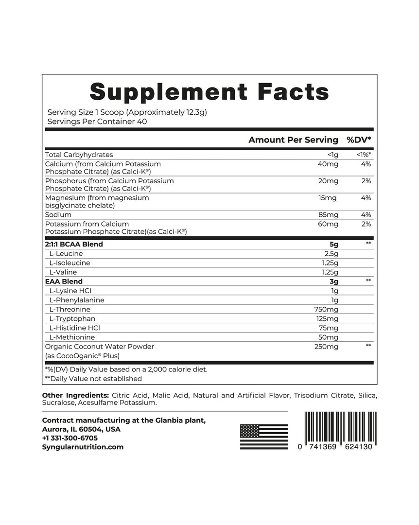 BCAA/ EAA 2:1:1 - Hyper Mango Splash 1.1lb (40 servings) - Syngular Nutrition