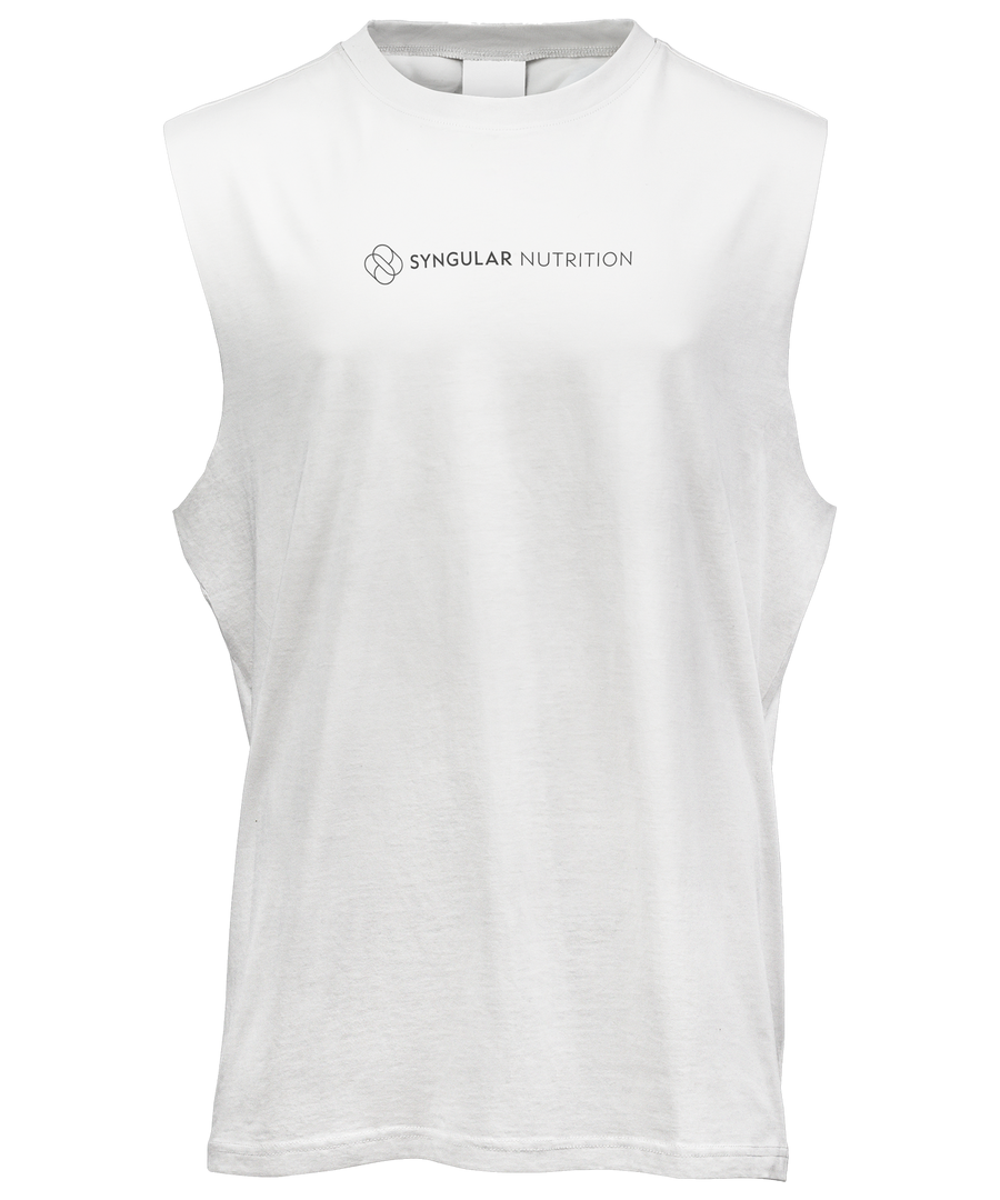 Sleeveless Shirt – One Line Logo (White) – Syngular Nutrition