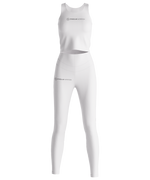 Load image into Gallery viewer, Female Top and Leggings – One Line Logo (White) – Syngular Nutrition
