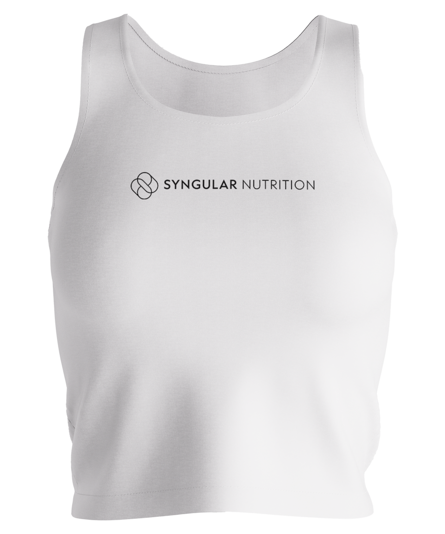 Female Top and Leggings – One Line Logo (White) – Syngular Nutrition